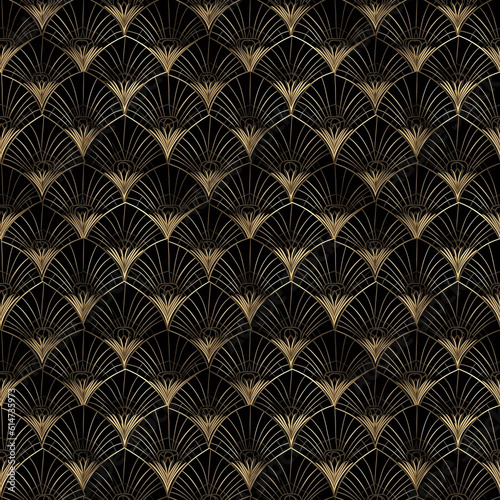 Seamless Art Deco pattern, created with generative AI technology