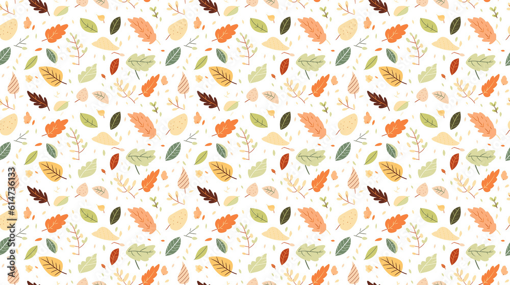 Seamless pattern of leaves, created with generative AI technology Seamless pattern of leaves, created with generative AI technology