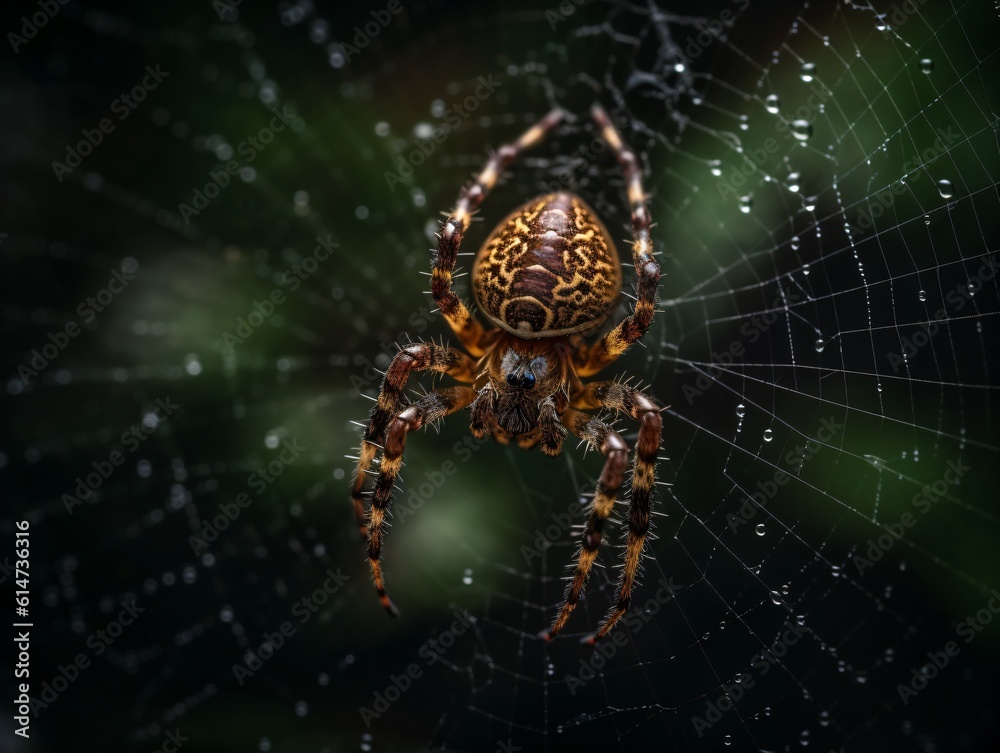 A macro shot of a spider weaving its web, highlighting the precision and intricacy of its craft . Generative AI A macro shot of a spider weaving its web, highlighting the precision and intricacy of its craft . Generative AI