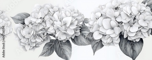 Wallpaper Mural Hydrangea black lines stroke art on white background Generative AI Torontodigital.ca