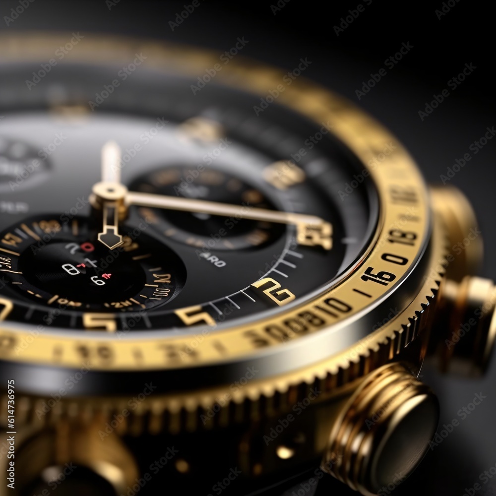 A macro photograph of a luxury watch, capturing the fine details of the watch face and the craftsmanship . Generative AI A macro photograph of a luxury watch, capturing the fine details of the watch face and the craftsmanship . Generative AI