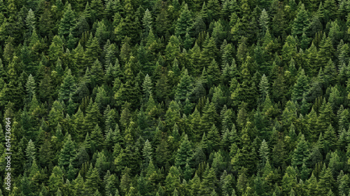 Seamless forest trees pattern, created with generative AI technology