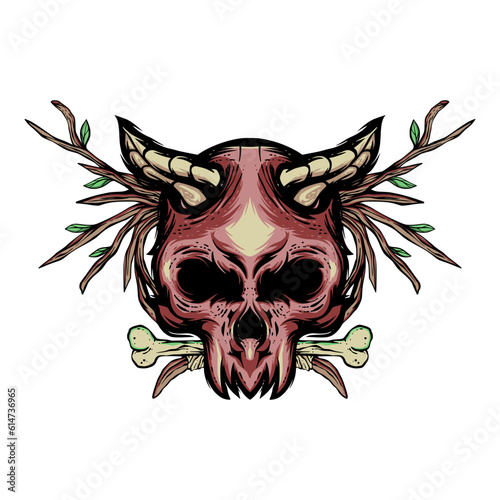 skull darkness illistration power cool digital drawong vector