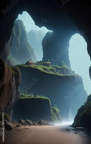 The cave. Magnificent view. Ai generated technology photo