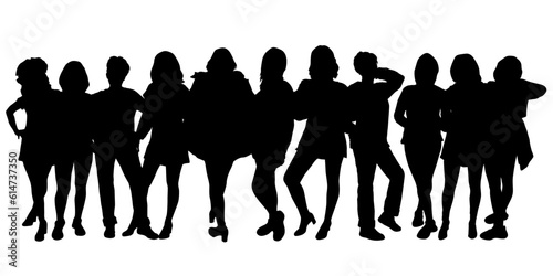 Happy free woman concept silhouettes vector illustration