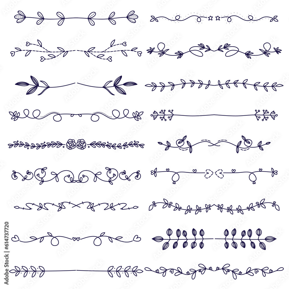 Set of hand-drawn decorative elements for your design. Vector illustration