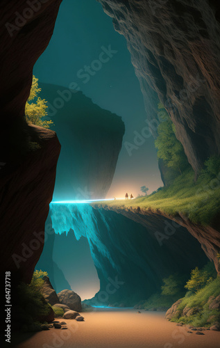 The cave. Magnificent view. Ai generated technology