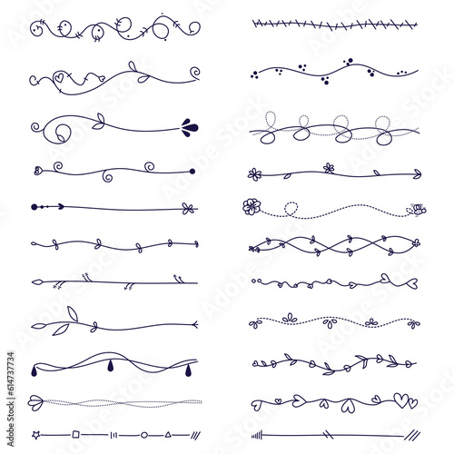 Set of hand-drawn decorative elements for your design. Vector illustration