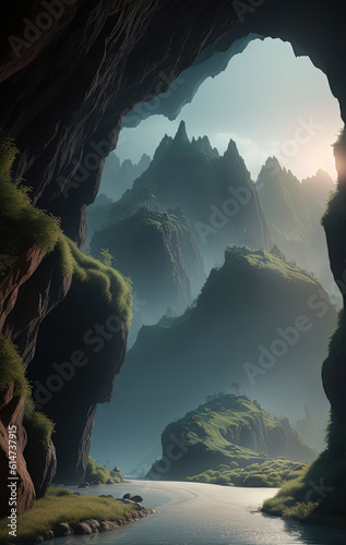 The cave. Magnificent view. Ai generated technology photo