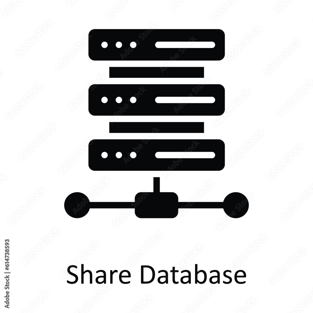 Share Database Vector Solid Icon Design illustration. Network and communication Symbol on White background EPS 10 File Share Database Vector Solid Icon Design illustration. Network and communication Symbol on White background EPS 10 File