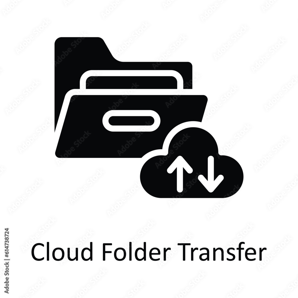 Cloud Folder Transfer  Vector Solid  Icon Design illustration. Network and communication Symbol on White background EPS 10 File
