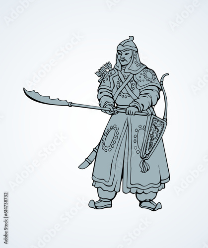Vector drawing of Chinese warrior