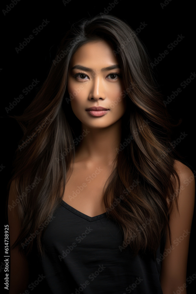 Young, Asian woman with wavy hair .Beautiful model with long, hairstyle .AI Generative Young, Asian woman with wavy hair .Beautiful model with long, hairstyle .AI Generative
