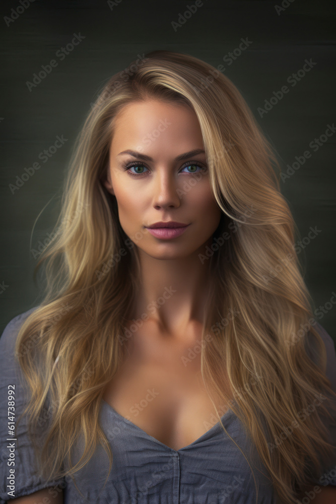 Young, blonde haired woman with wavy hair .Beautiful model with long, hairstyle. AI Generative Young, blonde haired woman with wavy hair .Beautiful model with long, hairstyle. AI Generative