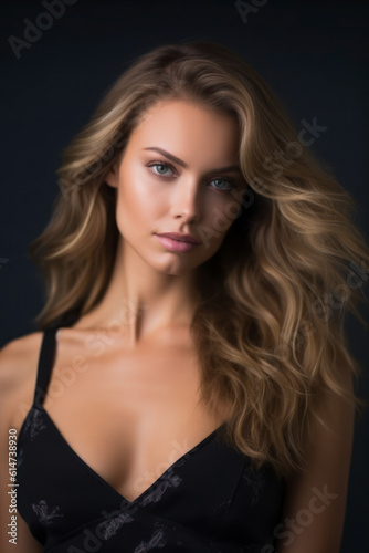 Young, blonde haired woman with wavy hair .Beautiful model with long, hairstyle. AI Generative © Rafa Fernandez