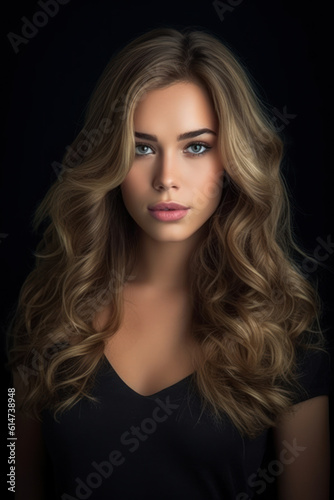 Young, blonde haired woman with wavy hair .Beautiful model with long, hairstyle. AI Generative