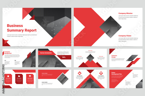 Red company minimalist slide presentation template