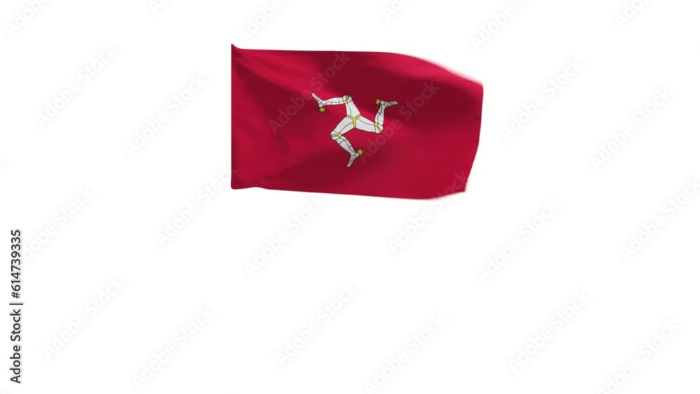 3D rendering of the flag of Isle of Man waving in the wind. 3D rendering of the flag of Isle of Man waving in the wind.