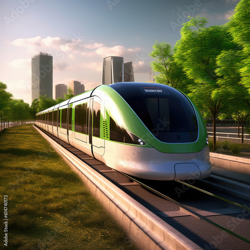 futuristic eco-friendly electric train,
