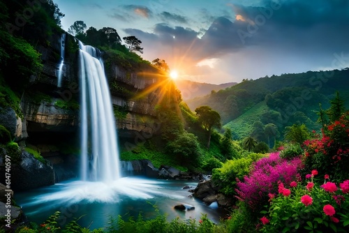 waterfall and rainbow © qaiser
