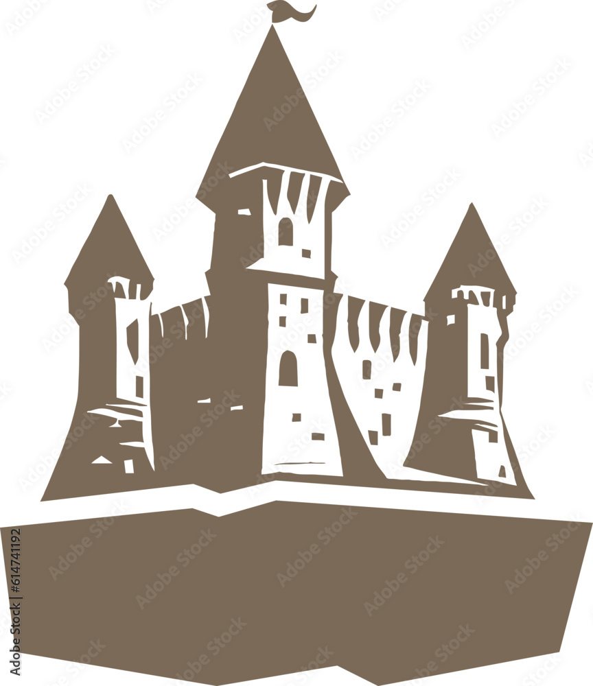 ancient stone castle with towers simple vector image