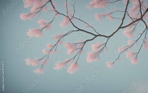 Beautiful romantic illustration of pink sakura flowers. Ai generated technology © inteamvideo