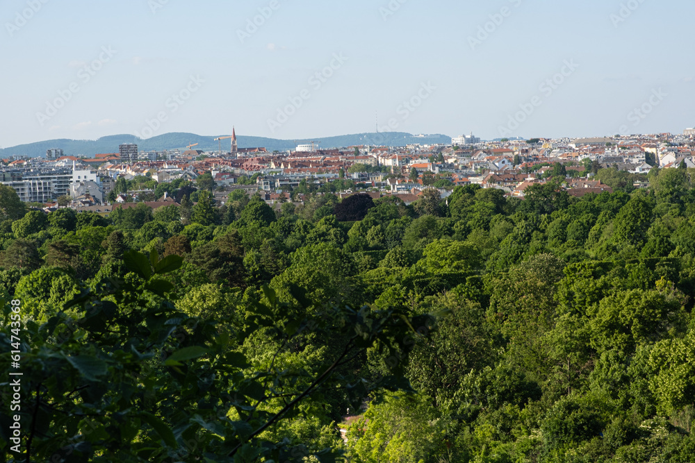 View of Vienna Austria, beautiful postcard forest and city View of Vienna Austria, beautiful postcard forest and city