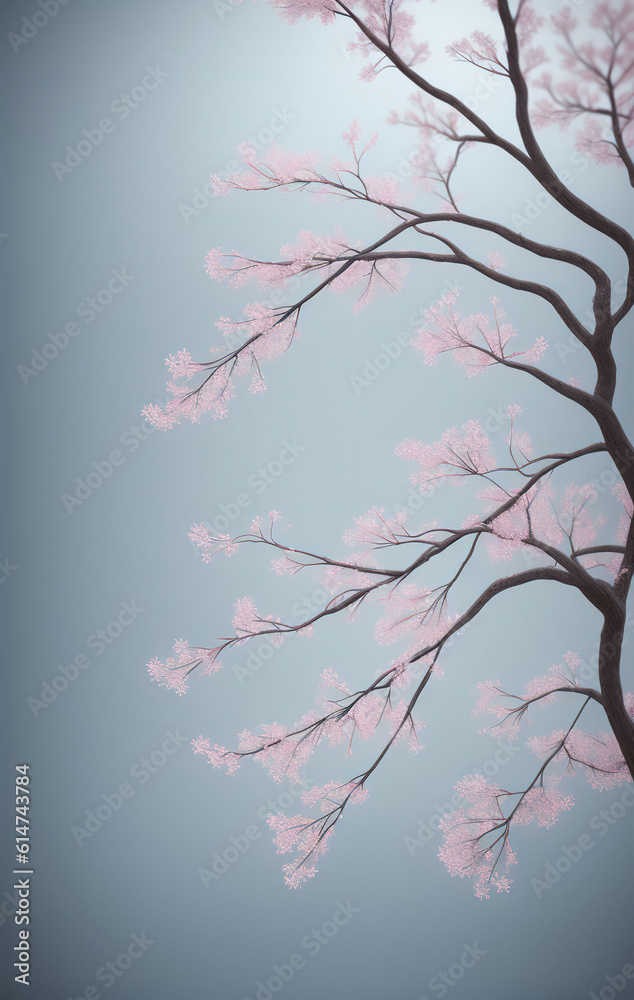 Beautiful romantic illustration of pink sakura flowers. Ai generated technology