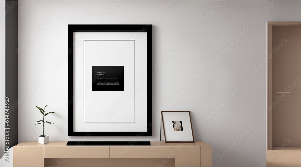 Mockup blank poster frame in minimalist modern interior. Mockup blank poster frame in minimalist modern interior.