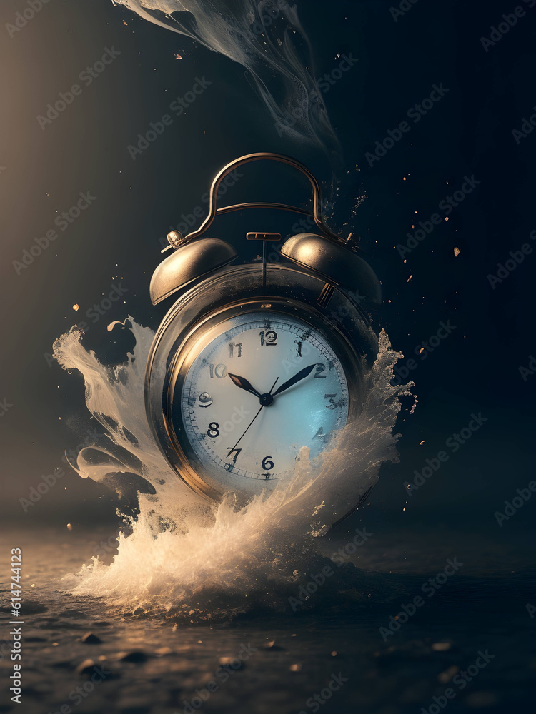 Pocket Watch Flowing Time Time always continues to flow and running out created with generative