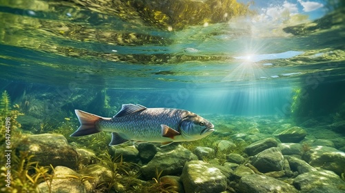 fish in river and sea under water generative ai