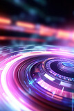 Futuristic abstract background. Glowing spinning light traces.
