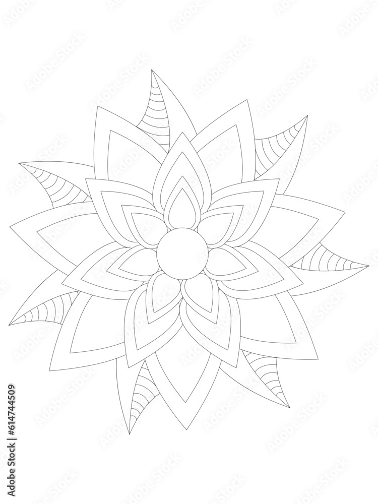 
   Flowers  Leaves Coloring page Adult.Contour drawing of a mandala on a white background.  Vector illustration Floral Mandala Coloring Pages, Flower Mandala Coloring Page, Coloring Page For Adul    