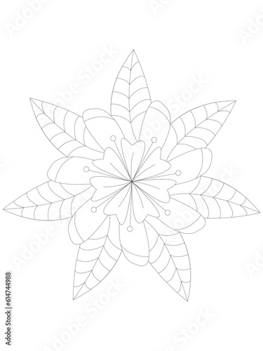     Flowers  Leaves Coloring page Adult.Contour drawing of a mandala on a white background.  Vector illustration Floral Mandala Coloring Pages  Flower Mandala Coloring Page  Coloring Page For Adul    