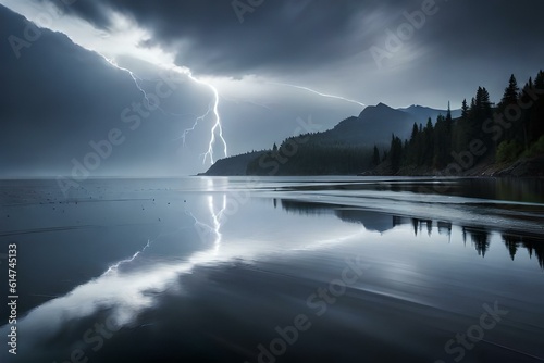 storm over the lake AI Generated 