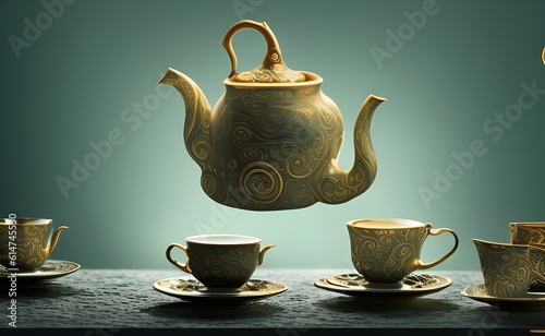 AI Generated photos of magic households like teasets photo