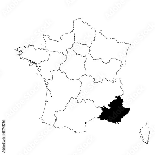 Vector map of the province of Provence-Alpes-Côte d Azur highlighted highlighted in black on the map of France.