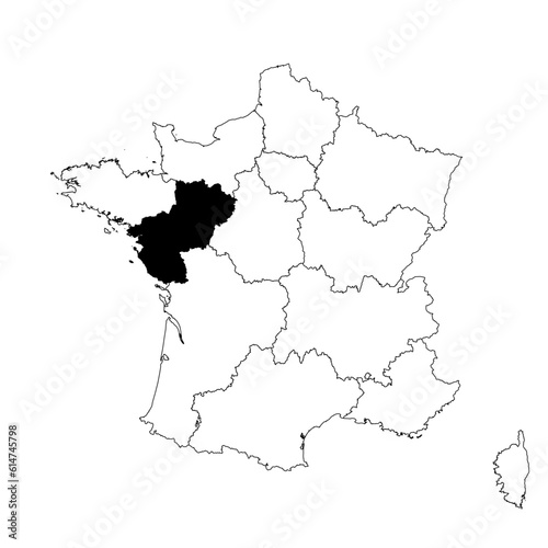 Vector map of the province of PaysdelaLoire highlighted highlighted in black on the map of France.