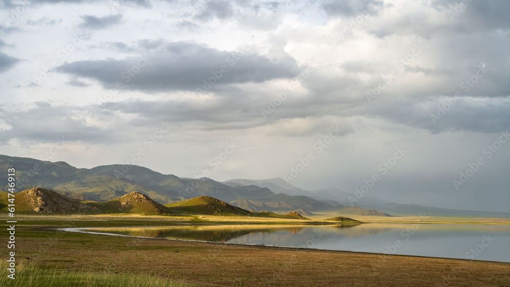 beautiful mountain lake. clouds over a mountain lake. mirror lake beautiful mountain lake. clouds over a mountain lake. mirror lake