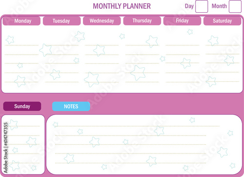 Monthly Planner, Organizer Planner, paper, note, template en inglés
