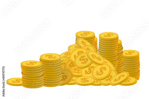 Heap of the golden coins  on transparent background