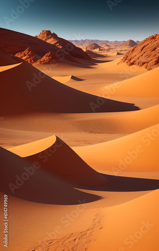 Desert Sand Mountain Scenery. Ai generated technology