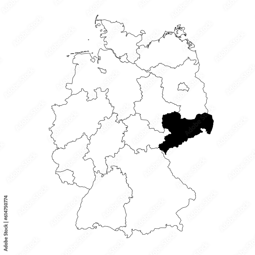 Vector map of the Bundesland of Sachsen highlighted highlighted in black on the map of Germany.
