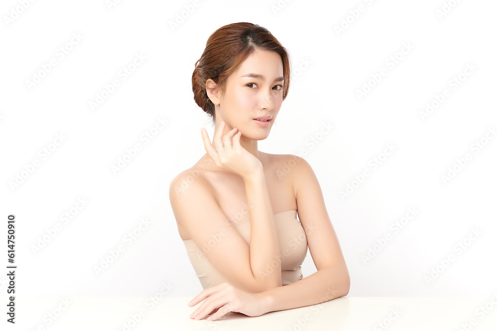 Beautiful young asian woman with clean fresh skin on white background, Face care, Facial treatment, Cosmetology, beauty and spa, Asian women portrait. Beautiful young asian woman with clean fresh skin on white background, Face care, Facial treatment, Cosmetology, beauty and spa, Asian women portrait.