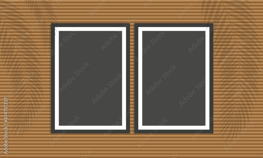 Photo frame mockup along with shadow from palm leaves. Artwork copy space for printing, photo or presntation. Photo frame mockup along with shadow from palm leaves. Artwork copy space for printing, photo or presntation.