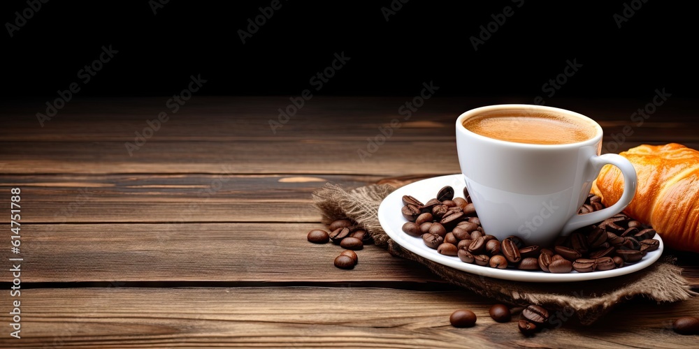 Morning Delight. Close Up of Brown Espresso with Brown Coffee Drink on a Wooden Table Morning Delight. Close Up of Brown Espresso with Brown Coffee Drink on a Wooden Table