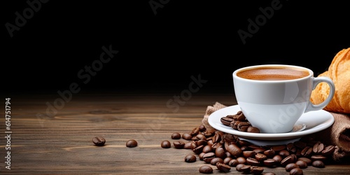 Morning Delight. Close Up of Brown Espresso with Brown Coffee Drink on a Wooden Table