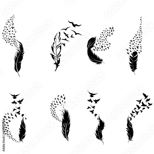 Feather To Birds SVG, Feather and birds Bundle SVG, Feather with birds Clipart, Feathers SVG, Feather with Birds Silhouette, Birds of a Feather SVG, Feather birds svg, Feather and Birds, 