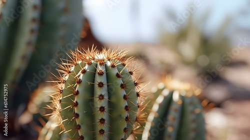 Close-Up of a Cactus in the Desert. Blurred Background