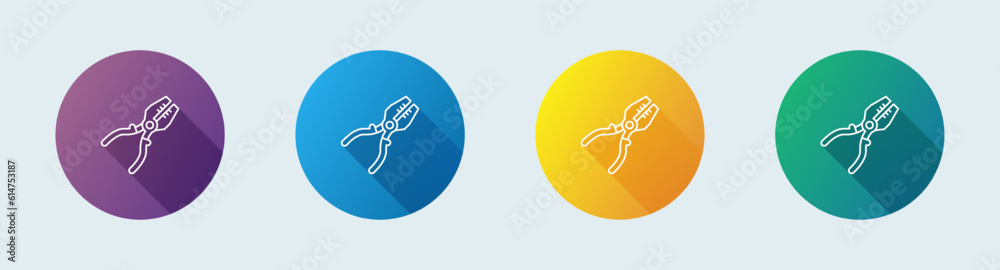 Plier line icon in flat design style. Repair tool signs vector illustration. Plier line icon in flat design style. Repair tool signs vector illustration.